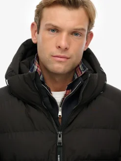 Superdry Black Hooded Sports Puffer Jacket