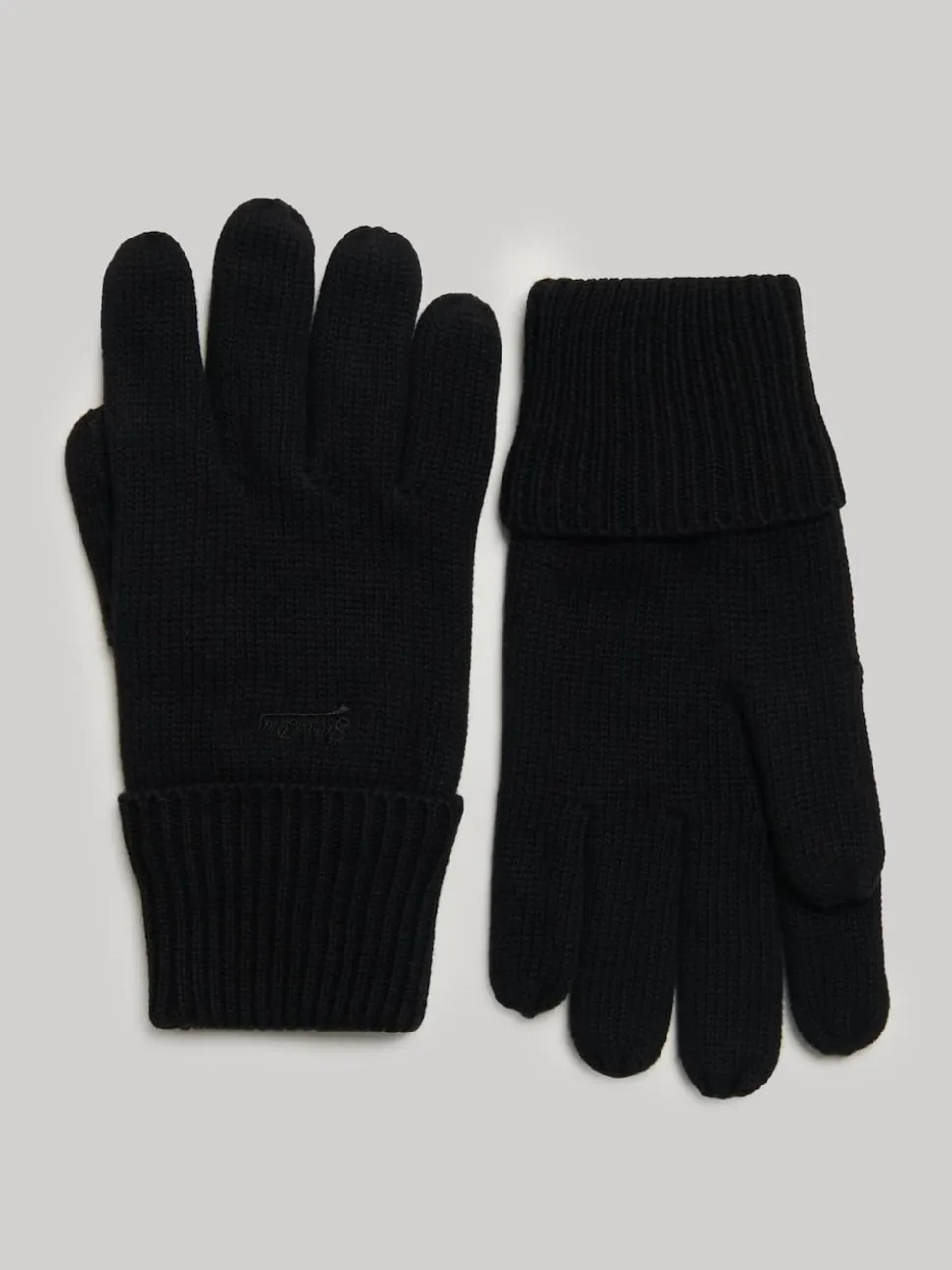 Superdry Black Knitted Logo Gloves