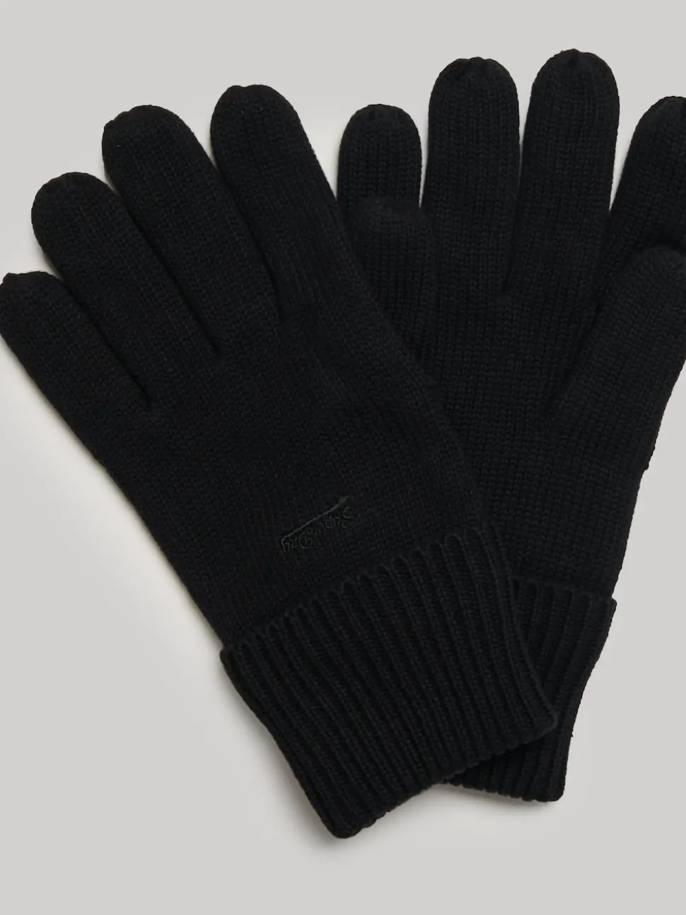 Superdry Black Knitted Logo Gloves