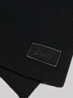 Superdry Black Knitted Logo Scarf