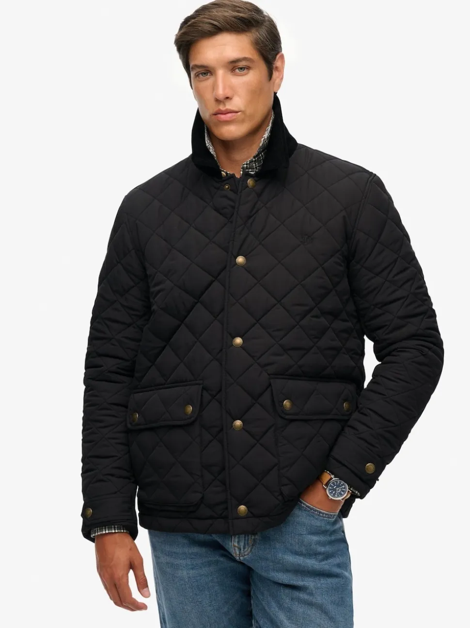 Superdry Black Quilted Estate Coach Jacket