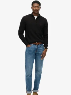 Superdry Black Wool Blend Half Zip Jumper