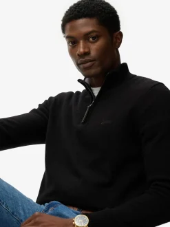 Superdry Black Wool Blend Half Zip Jumper