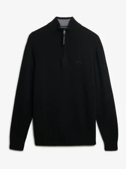 Superdry Black Wool Blend Half Zip Jumper