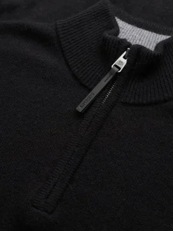 Superdry Black Wool Blend Half Zip Jumper