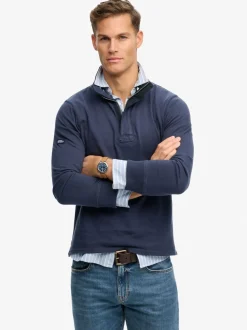 Superdry Blue Cotton Classics Jersey Half Zip Sweatshirt
