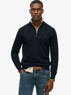 Superdry Blue Essentials Cotton Half Zip Jumper
