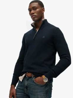 Superdry Blue Essentials Cotton Half Zip Jumper