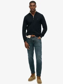 Superdry Blue Essentials Cotton Half Zip Jumper