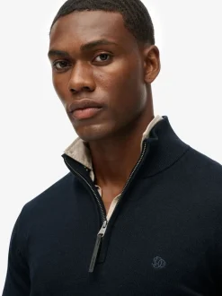 Superdry Blue Essentials Cotton Half Zip Jumper