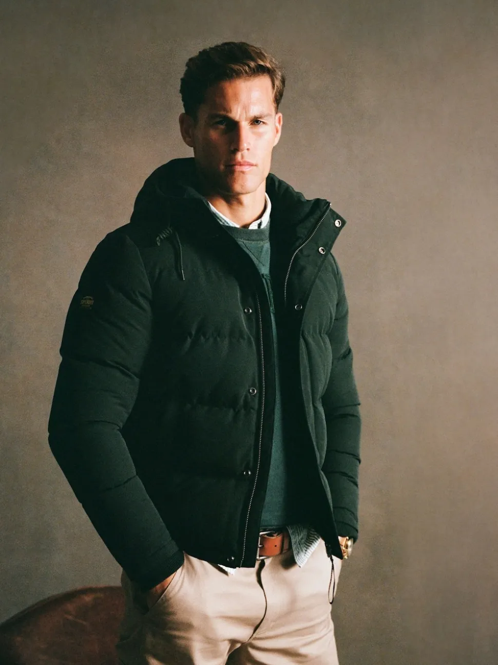 Superdry Blue Hooded Sports Puffer Jacket