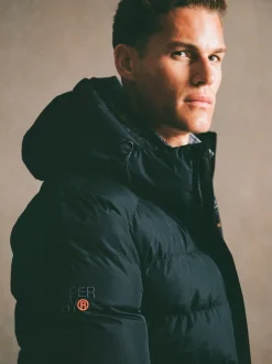 Superdry Blue Hooded Sports Puffer Jacket