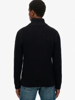 Superdry Blue Jacob Cable Knit Half Zip Jumper