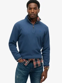 Superdry Blue Ribbed Half Zip Jumper