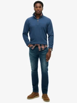 Superdry Blue Ribbed Half Zip Jumper