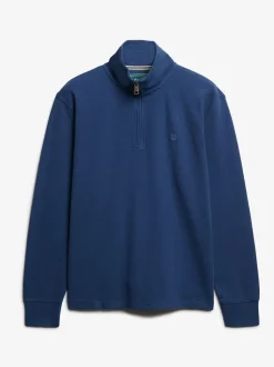 Superdry Blue Ribbed Half Zip Jumper