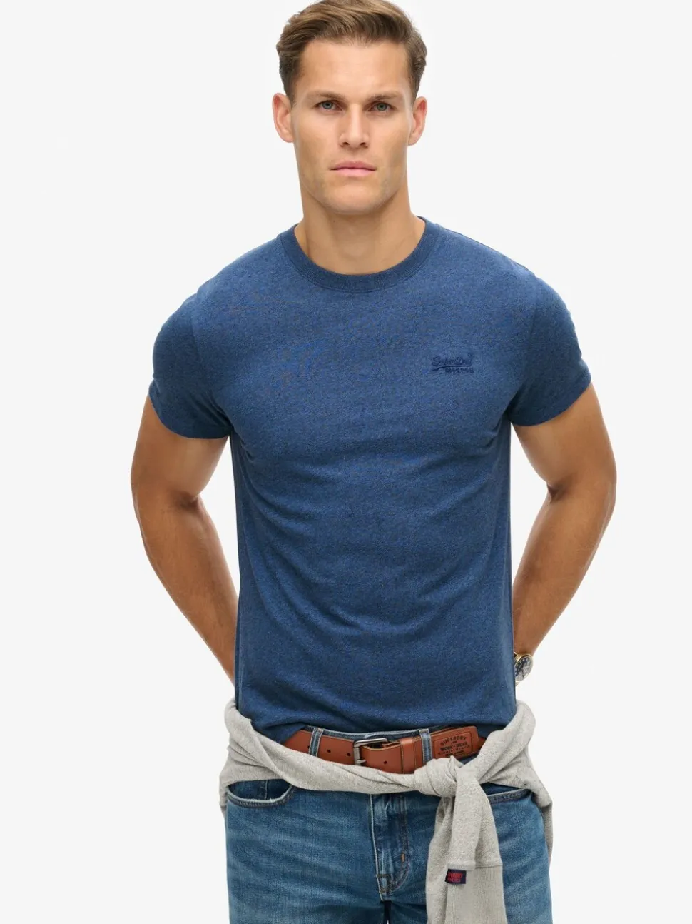 Superdry Bright Blue Marl Essential Short Sleeve Embroidered T-Shirt