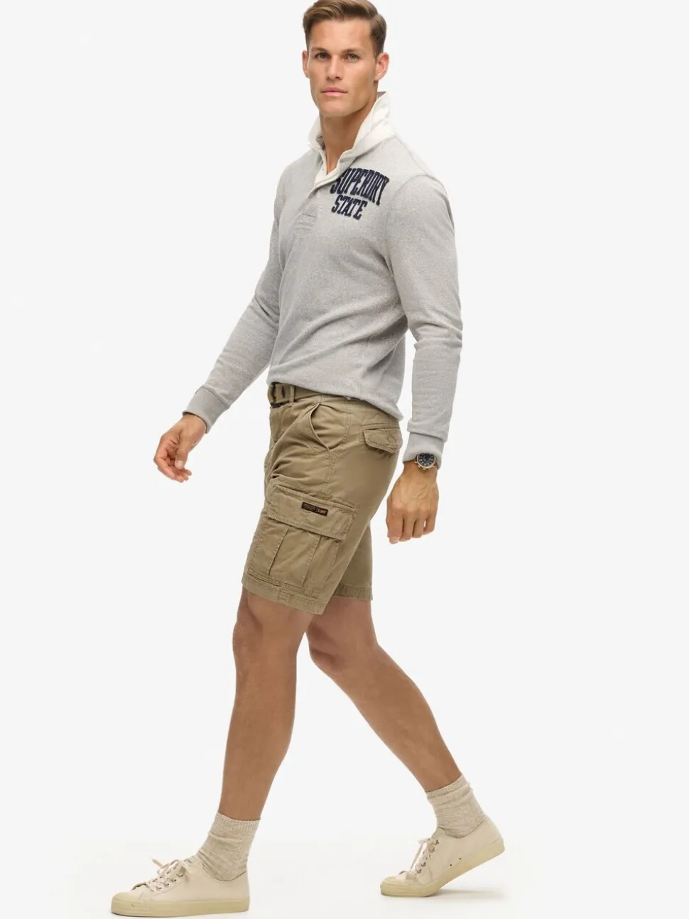 Superdry Brown Chrome Heavy Cargo 100% Cotton Shorts