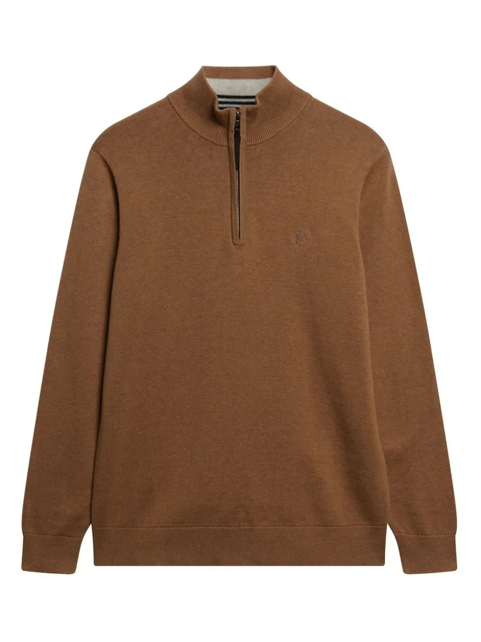 Superdry Brown Essentials Cotton Half Zip Jumper