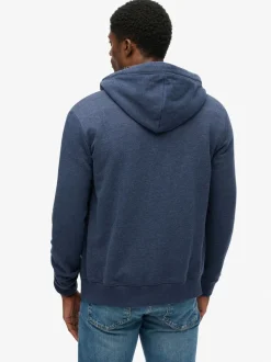 Superdry Chambray Blue Essential Logo Half Brushed Zip Hoodie