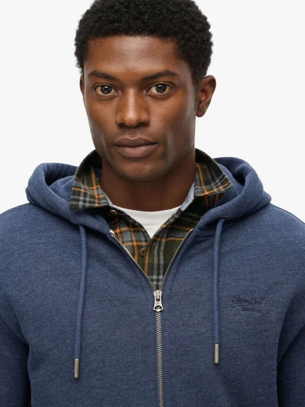 Superdry Chambray Blue Essential Logo Half Brushed Zip Hoodie