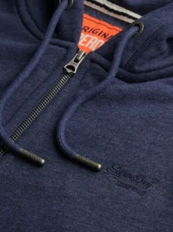 Superdry Chambray Blue Essential Logo Half Brushed Zip Hoodie