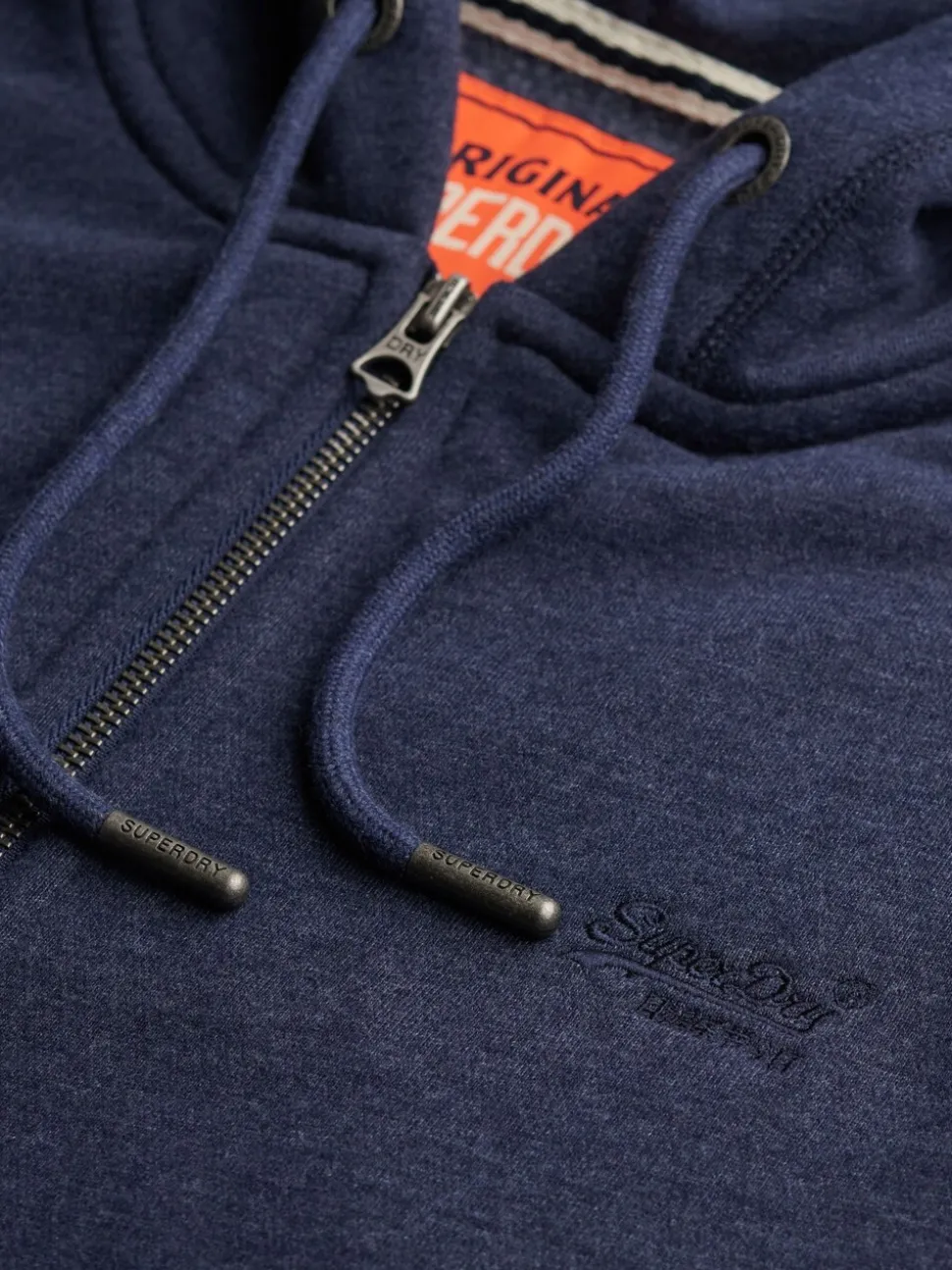 Superdry Chambray Blue Essential Logo Half Brushed Zip Hoodie