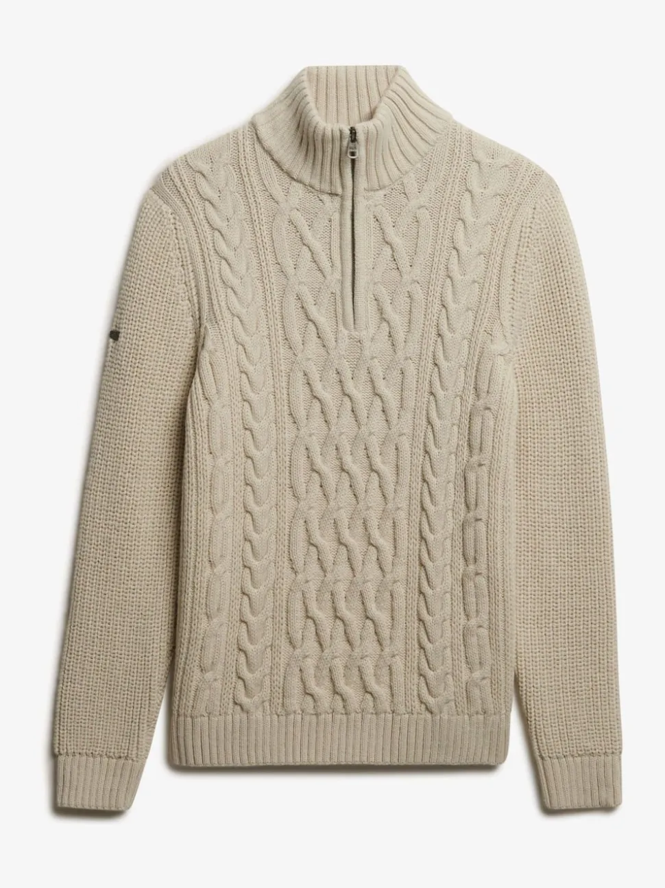 Superdry Cream Jacob Cable Knit Half Zip Jumper