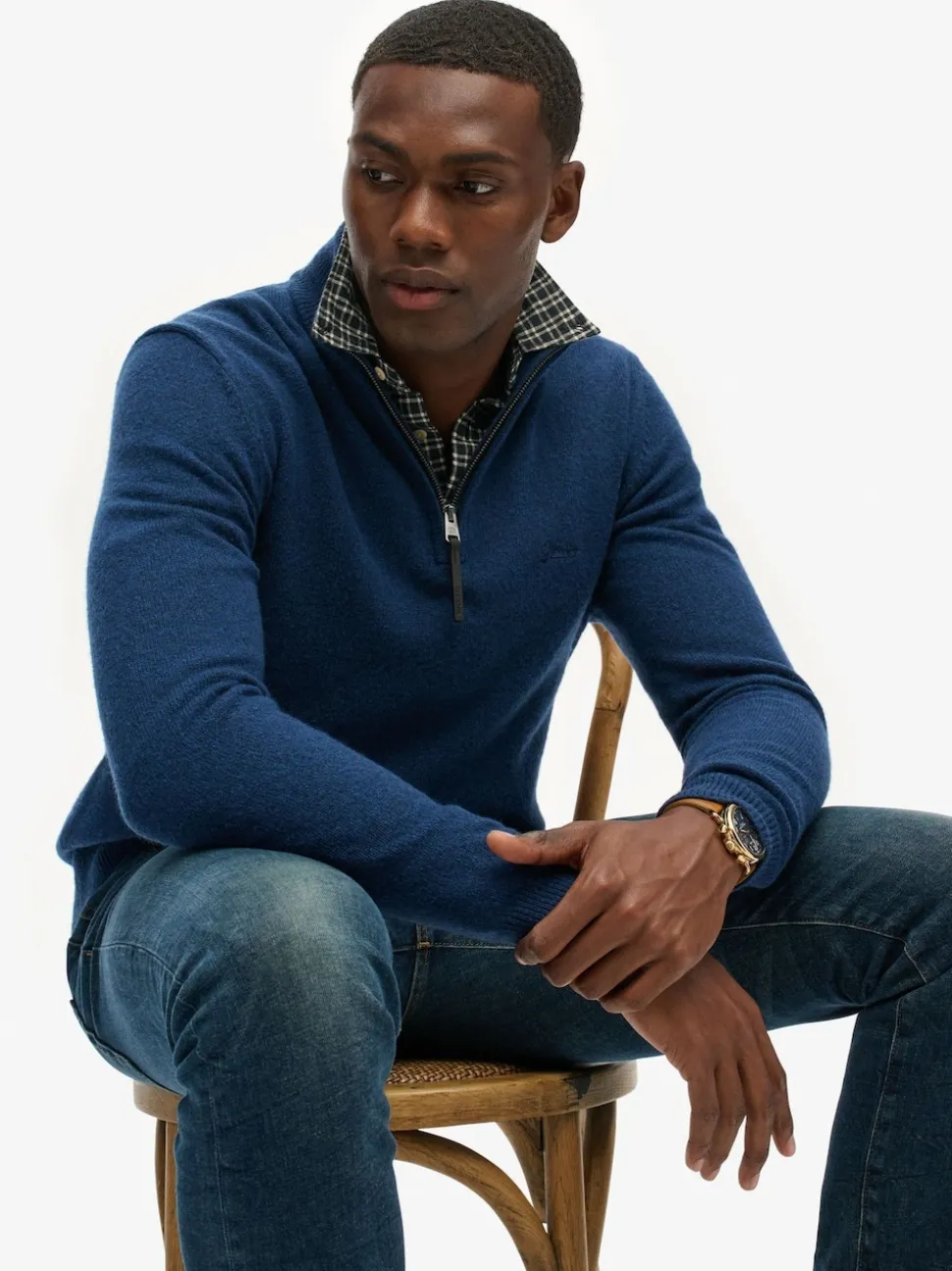 Superdry Dusk Navy Marl Wool Blend Half Zip Jumper