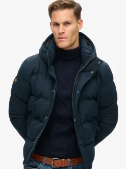 Superdry Eclipse Navy Everest Short Hooded Puffer Jacket