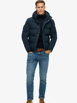 Superdry Eclipse Navy Everest Short Hooded Puffer Jacket