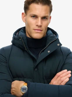 Superdry Eclipse Navy Everest Short Hooded Puffer Jacket