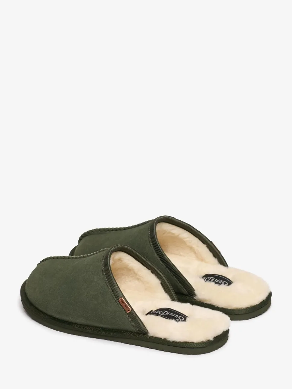Superdry Green Faux Suede Mule Slippers