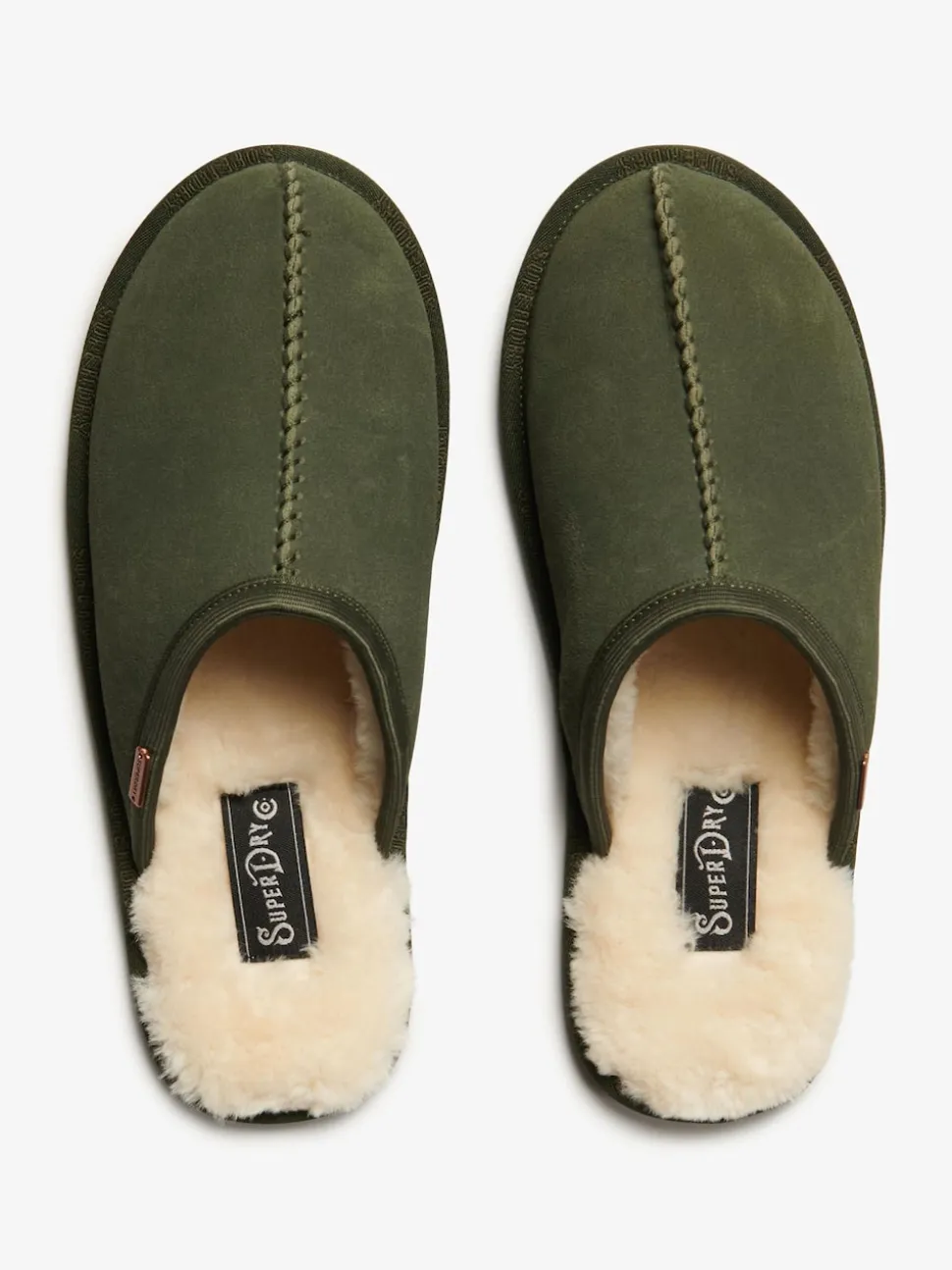 Superdry Green Faux Suede Mule Slippers
