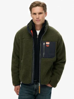 Superdry Green Vintage Retro Borg Fleece Jacket