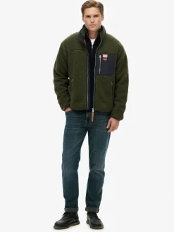 Superdry Green Vintage Retro Borg Fleece Jacket