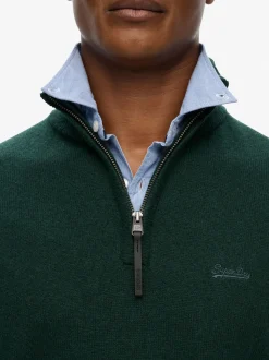 Superdry Green Wool Blend Half Zip Jumper