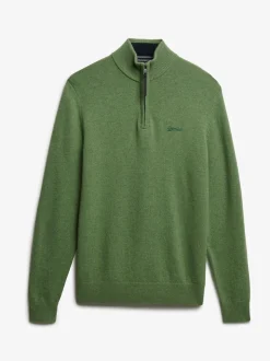 Superdry Green Wool Blend Half Zip Jumper