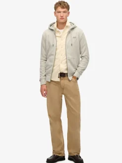 Superdry Grey Essential Logo Half Brushed Zip Hoodie