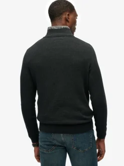 Superdry Grey Essentials Cotton Half Zip Jumper