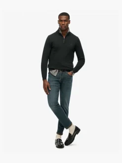 Superdry Grey Essentials Cotton Half Zip Jumper