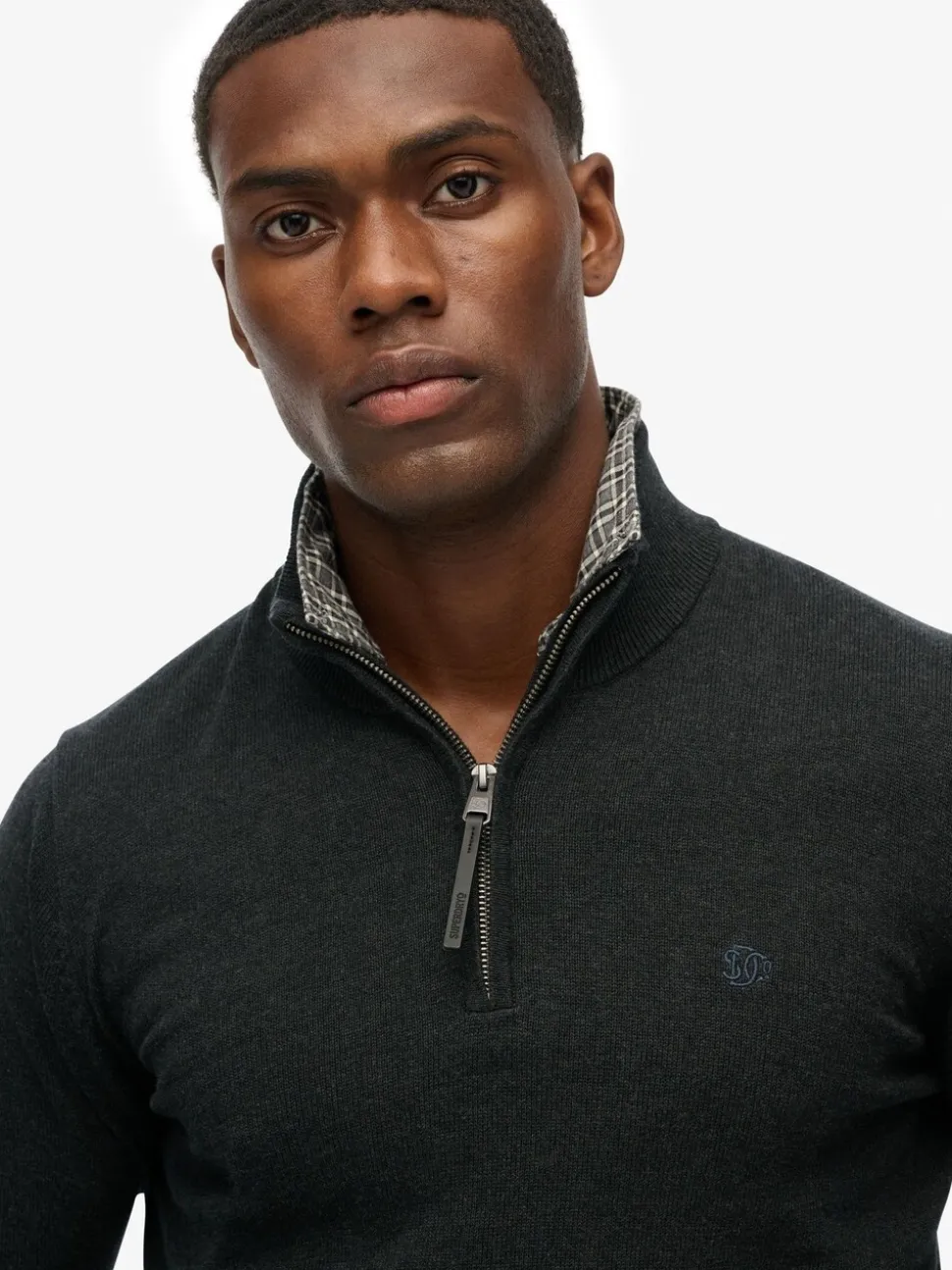 Superdry Grey Essentials Cotton Half Zip Jumper