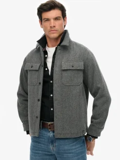 Superdry Grey Merchant Herringbone Overshirt