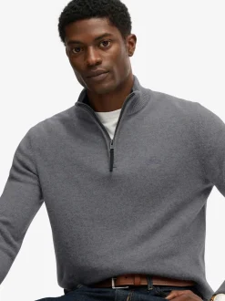 Superdry Grey Wool Blend Half Zip Jumper