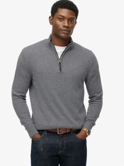 Superdry Grey Wool Blend Half Zip Jumper