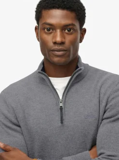 Superdry Grey Wool Blend Half Zip Jumper