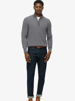 Superdry Grey Wool Blend Half Zip Jumper