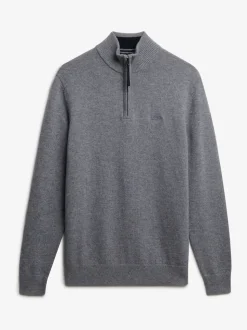 Superdry Grey Wool Blend Half Zip Jumper