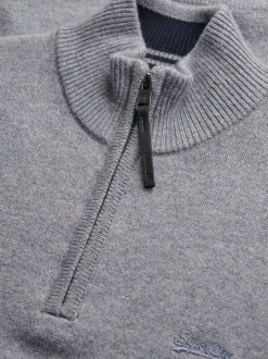 Superdry Grey Wool Blend Half Zip Jumper