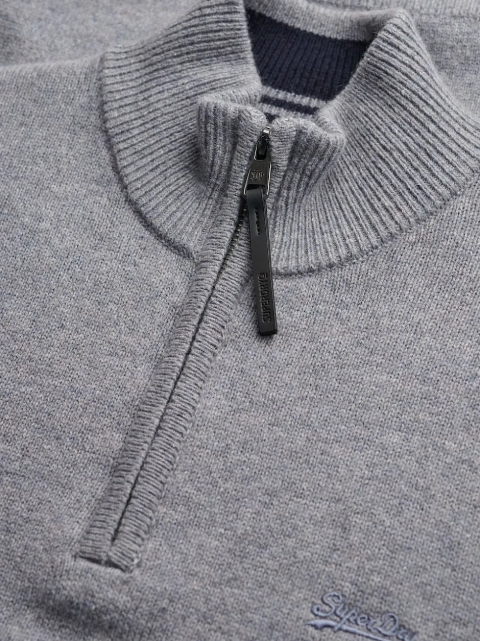 Superdry Grey Wool Blend Half Zip Jumper